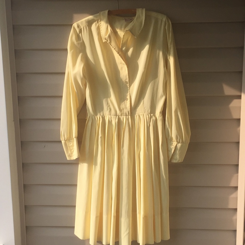 Vintage long sleeved butter yellow dress.
